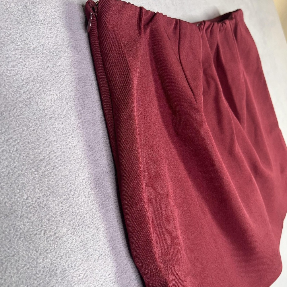 J.Crew Factory Skort Womens 2 Burgundy Stretch Twill Elastic Waist Mini Side Zip - Picture 3 of 12